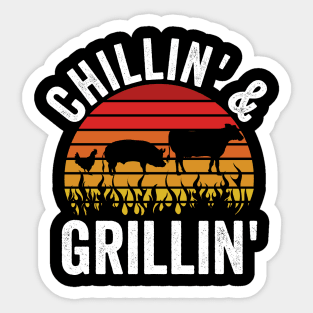 Funny Grilling Dad BBQ Season Chilling And Grilling Sticker